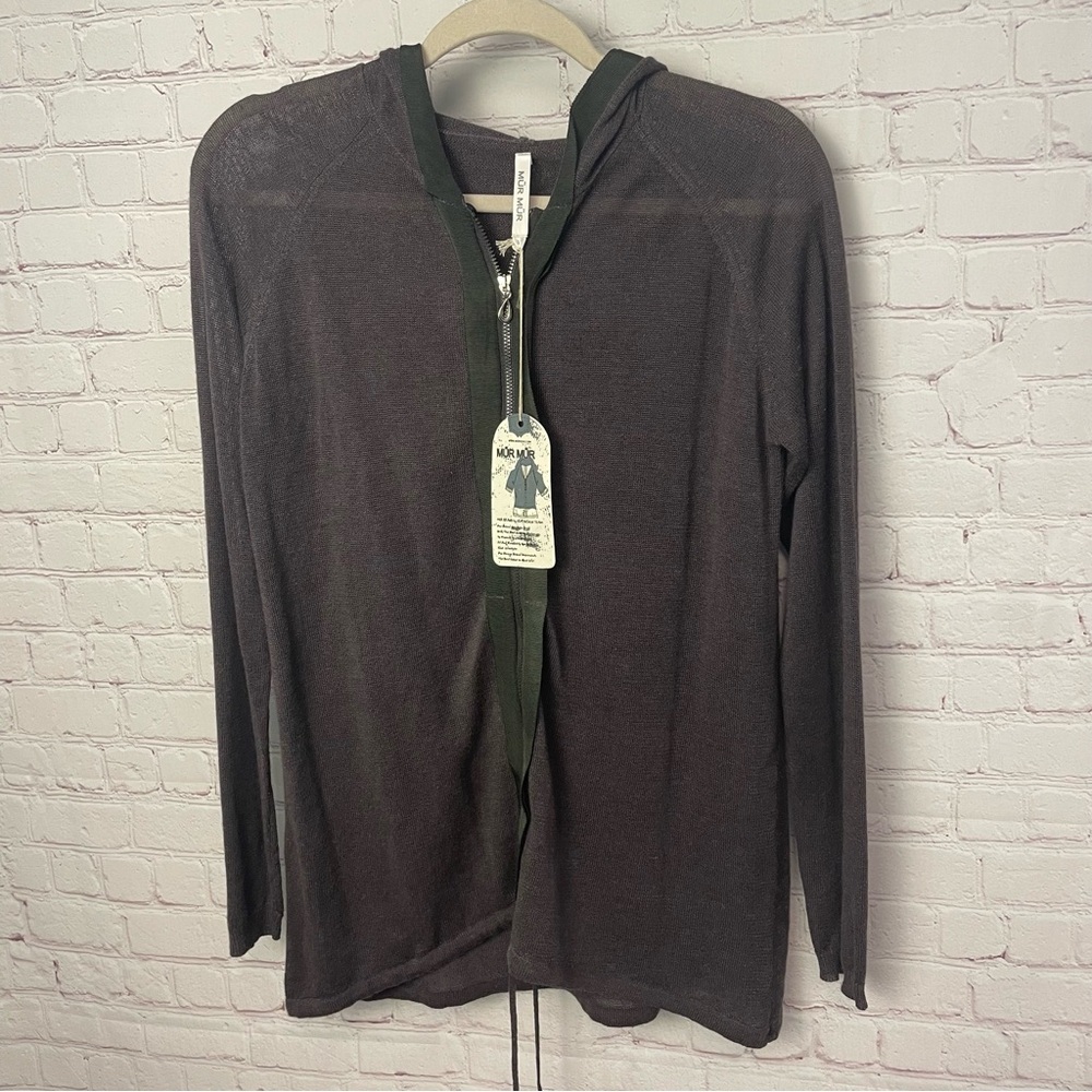 MUR MUR NEW Eagle Eye Charcoal Zip-up Hooded Jacket Size Large neutral retro